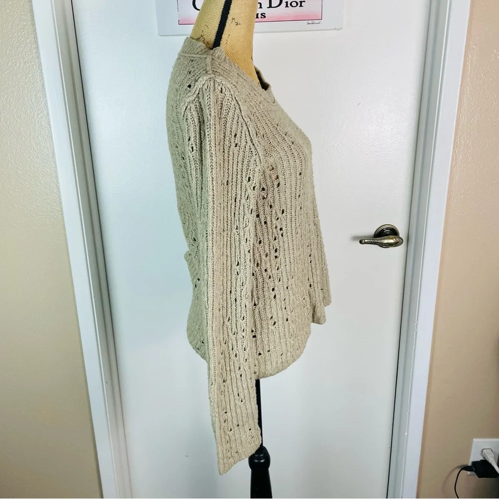 FREE PEOPLE Chunky Knit Sweater Sweatshirt Size Medium Collared Casual Weekdays - Picture 3 of 11